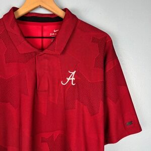 Nike Dri-Fit Tiger Woods Alabama Mens XXL Red Geometric Golf Polo Shirt Stretch